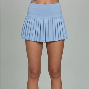 Blue Skater Mini Skirt with Pleats